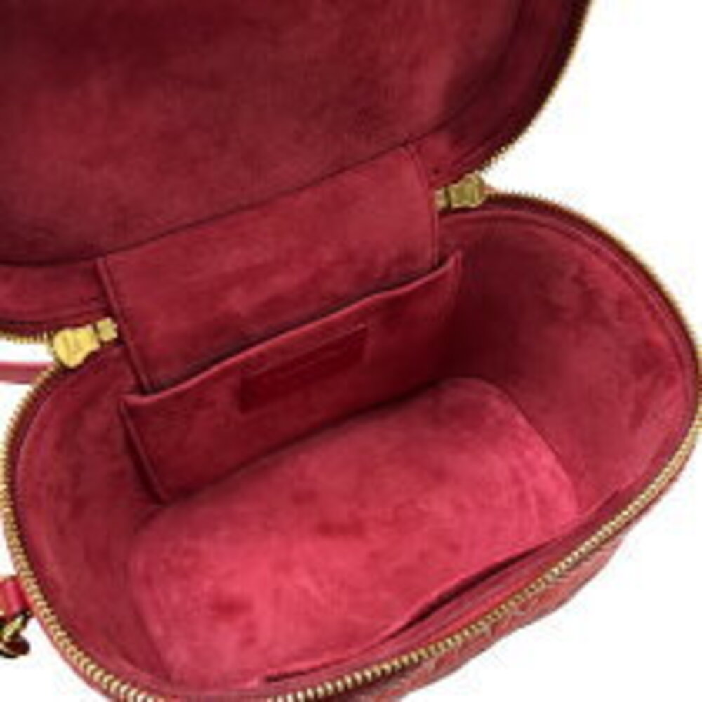 Dior Cannage Red TRAVEL Handbag Lambskin Christian Vanity - Picture 6 of 11